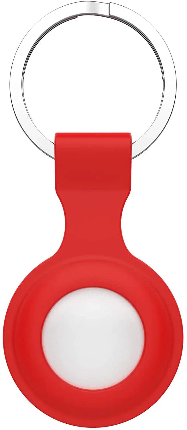 AirTag Silicone Loop With Steel Ring - 2 Pcs Set - Black And Red - Tashqila AirTag Silicone Loop With Steel Ring - 2 Pcs Set - Black And Red - Tashqila